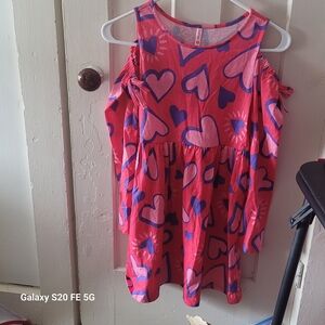 FabKids Pink and Blue Heart Dress Size 10/12
